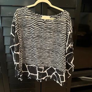 Michael Kors Sheer Animal Print Top L XL